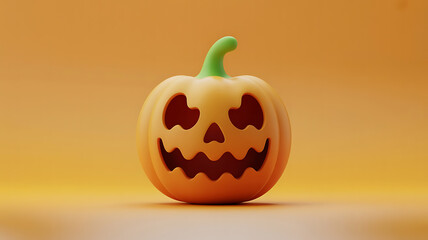 Orange pumpkin with a spooky face. Halloween decoration.
