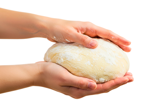 Hands holding raw dough isolated on transparent background - Powered by Adobe