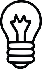 Simple line drawing of a classic incandescent light bulb with visible filament and screw base