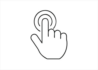 Modern digital finger tap gesture for interacting with touch screen devices a simple clean graphic representation isolated on white background