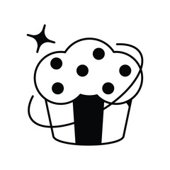 Muffin glyph icon with white background vector stock illustration