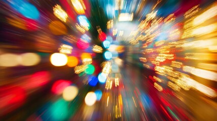 Vibrant explosion of colorful light streaks creating a dynamic abstract visual experience with blurred motion and radiant energy burst