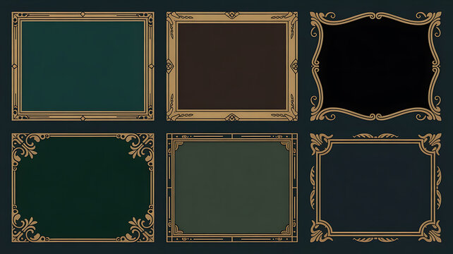 Ornate gold picture frames in various styles.
