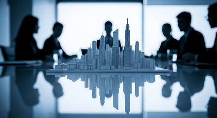 Architectural Model at Meeting Reflecting Urban Planning and Collaborative Real Estate Development