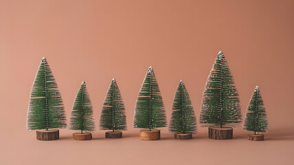 Small, stylized Christmas trees in varying sizes.
