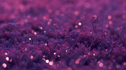 Purple field of glittering plants, soft focus.
