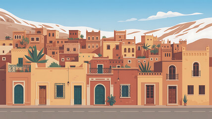 A vibrant, desert town nestled in a mountain valley.
