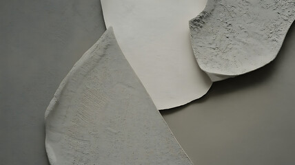 Abstract ceramic forms, layered in muted tones.
