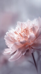 Fototapeta premium A beautiful, soft pink peony flower blooms in full, showcasing its delicate petals and beauty.