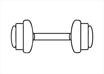 A black glyph representing a dumbbell used for fitness and exercise isolated on white background