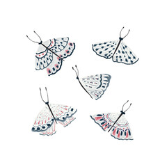 Watercolor butterfies. Hand drawn  illustration on white background
