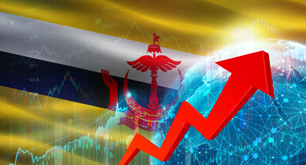 Global financial growth with Brunei flag. Financial growth with Brunei flag on economic background