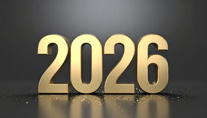 Luxury gold 2026 number design on dark background with sparkling glitter, a glamorous concept New Year party theme
