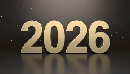 Shiny 3D 2026 gold numbers with glitter sparkles, a modern concept luxury New Year background