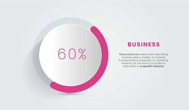 60 percent of Modern infographic banners connected step layout in red, orange, and yellow, each representing a business option or idea concet vector illustration