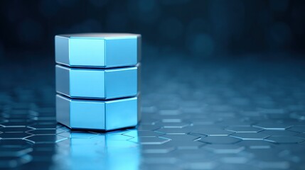 A blue hexagonal shaped object with three layers