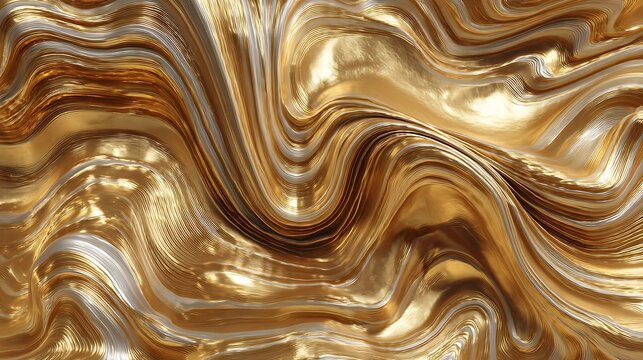 "golden fluid motion, seamless wave patterns, dynamic movement in liquid metal, minimal platinum accents, abstract luxury art, modern metallic elegance, 