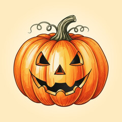 Watercolor Halloween Pumpkin Jack O’Lantern Vector Illustration
