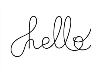 A simple and elegant handwritten greeting phrase in a single continuous line drawing style conveying a warm welcome isolated on white background