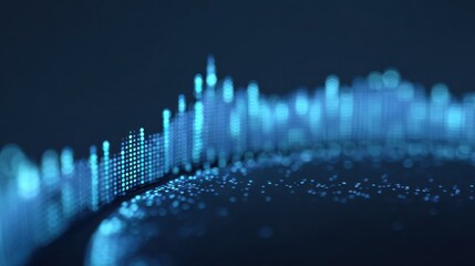 A blue wave of sound with a lot of dots