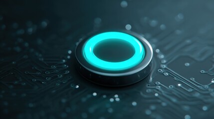 A glowing blue circle is on a black background