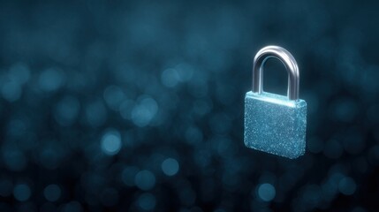 A blue lock with a silver handle is floating in the air