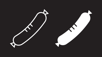 Hot dog icon collection in black and colored style. Sausage icon symbol collection on white background