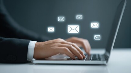 Concept of a busy workday, with the person likely managing multiple emails