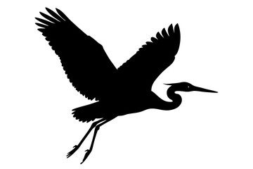 flying heron silhouette vector, heron black icon, flying heron icon 