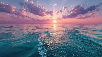 Serene sunset over turquoise ocean