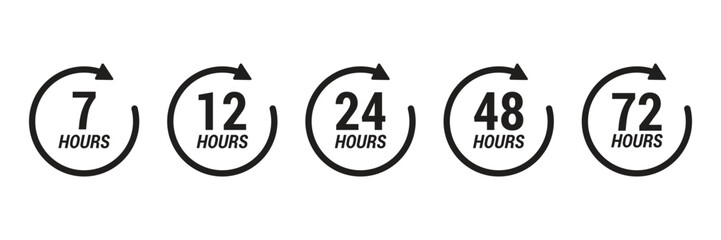 Timelapse Icons: 7, 12, 24, 48, and 72 Hour Cycle Indicators in Bold Black.