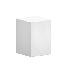 Minimal 3D white cube podium isolated on transparent background. Clean geometric blank pedestal shape platform for mockup,  product display, or minimal visual compositions.

