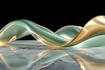 Elegant Abstract Waves on White Marble Floor – Modern 3D Art Design.