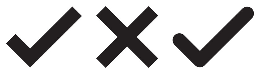 black Checkmark cross icons .Tick and Cross checkmark icons vector for website design, app, UI