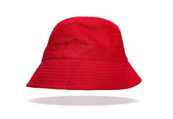Red bucket hat floating PNG transparent.