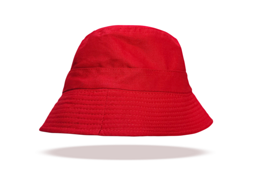 Red bucket hat floating PNG transparent.