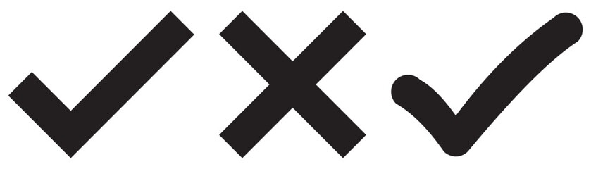 black Checkmark cross icons .Tick and Cross checkmark icons vector for website design, app, UI