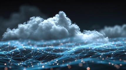 Innovative Digital Cloud Computing Technology with Futuristic Server Background