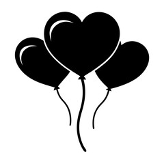Heart Balloons vector clean black silhouette design white background