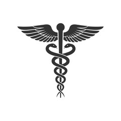 Medical Snake Caduceus Logo Sign Template Vector Isolated on White Background