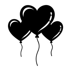 Heart Balloons vector clean black silhouette design white background