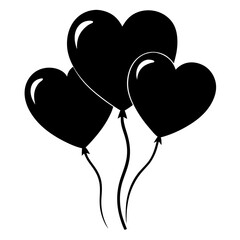 Heart Balloons vector clean black silhouette design white background