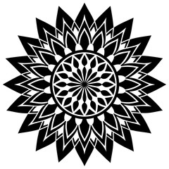 black and white abstract floral mandala design