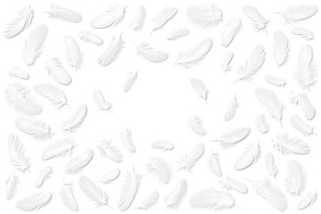 ふわふわ白い鳥の羽、キリヌキ素材