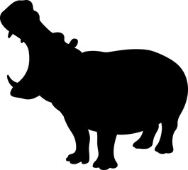Hippopotamus Silhouette Vector Illustration