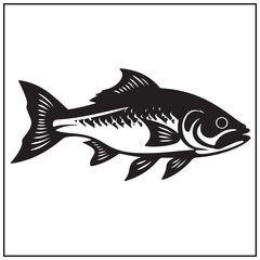 Fototapeta premium Vector art of black and white fish isolated on white background