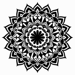 Mandala Repeat Frame vector clean black silhouette design white background