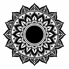 Mandala Repeat Frame vector clean black silhouette design white background