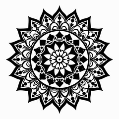Mandala Repeat Frame vector clean black silhouette design white background