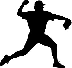 Baseball Player Silhouetter Vector Illustration